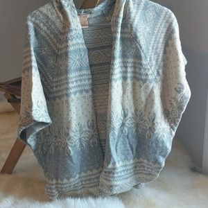 Knit poncho with hood